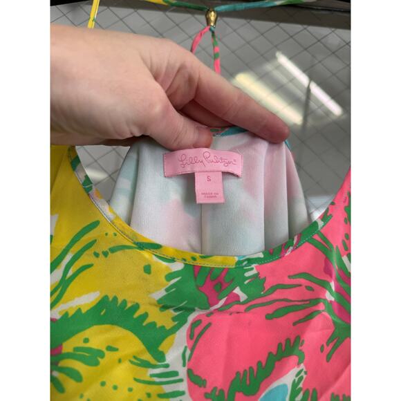 Lilly Pulitzer Maisy Blue Floral Silk Slip Dress Sz Small GS - Picture 4 of 7